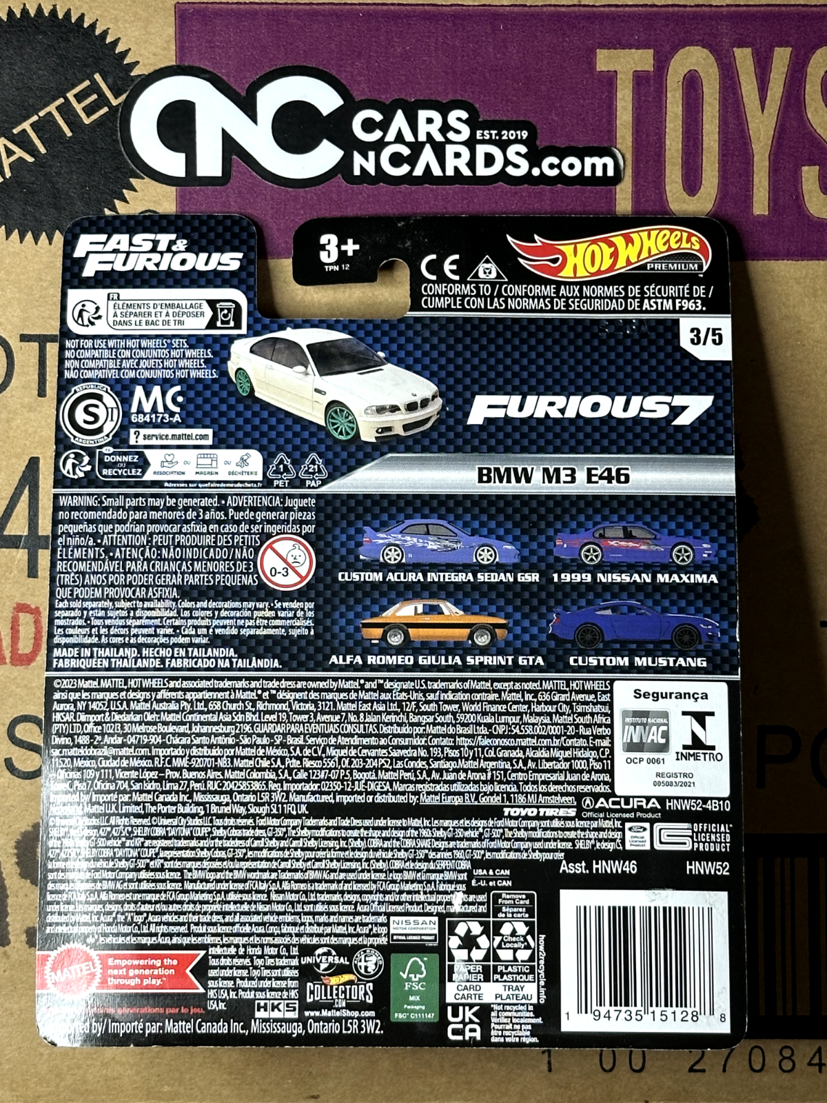 2023 Hot Wheels Premium Fast & Furious 3/5 BMW M3 E46