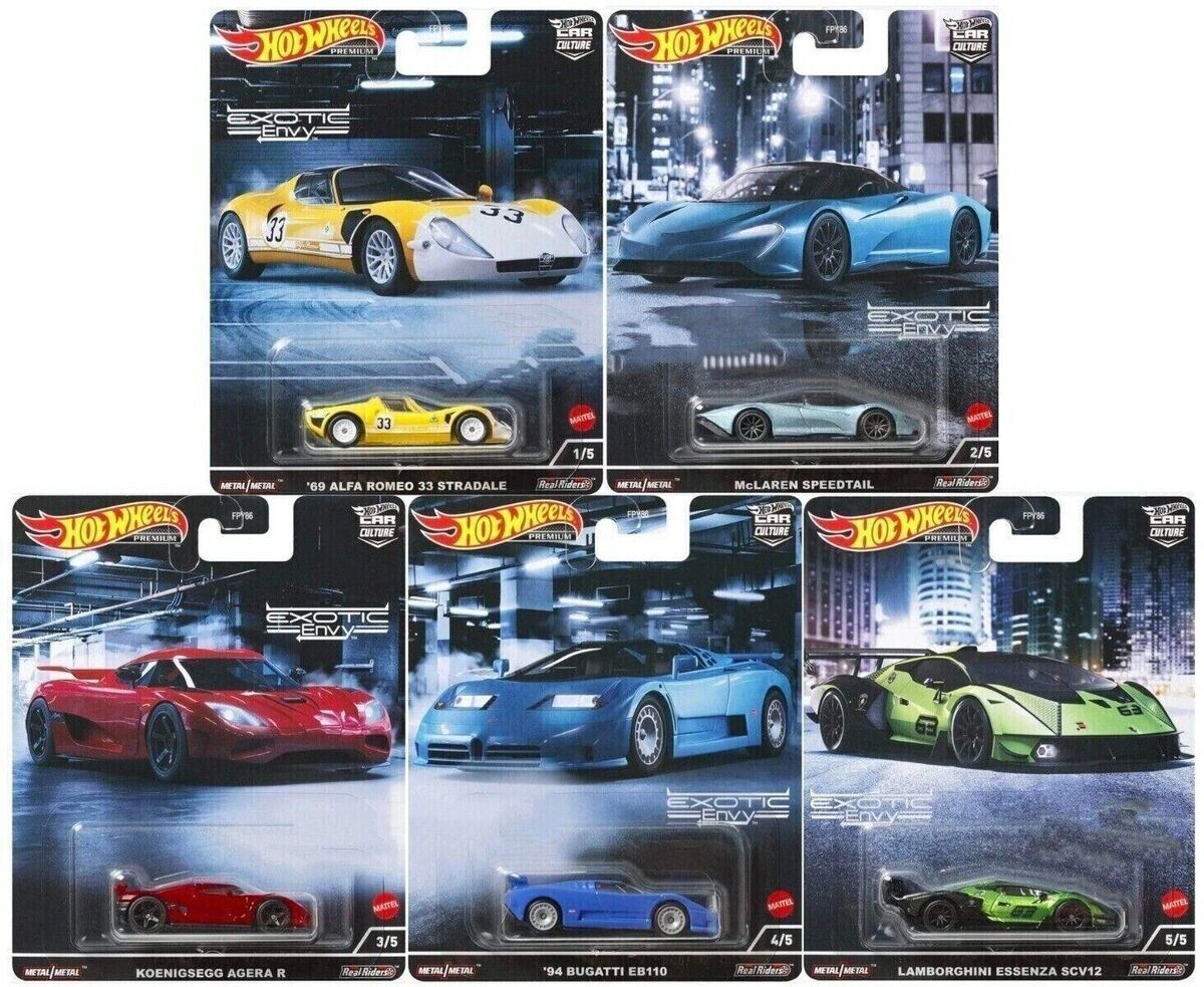 2022 Hot Wheels Exotic Envy Full Set of 5 Cars (Lamborghini/Alfa Romeo/Bugatti)