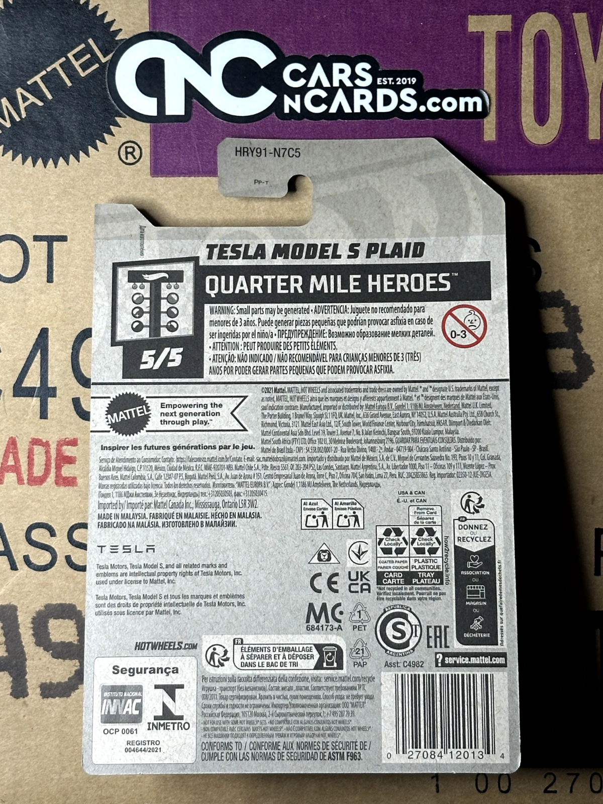 2024 Hot Wheels Quarter Mile Heroes 5/5 Tesla Model S Plaid Blue