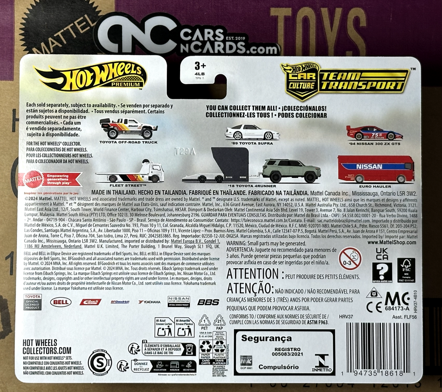 2024 Hot Wheels Premium Car Culture Team Transport '18 Toyota 4 Runner '89 Supra