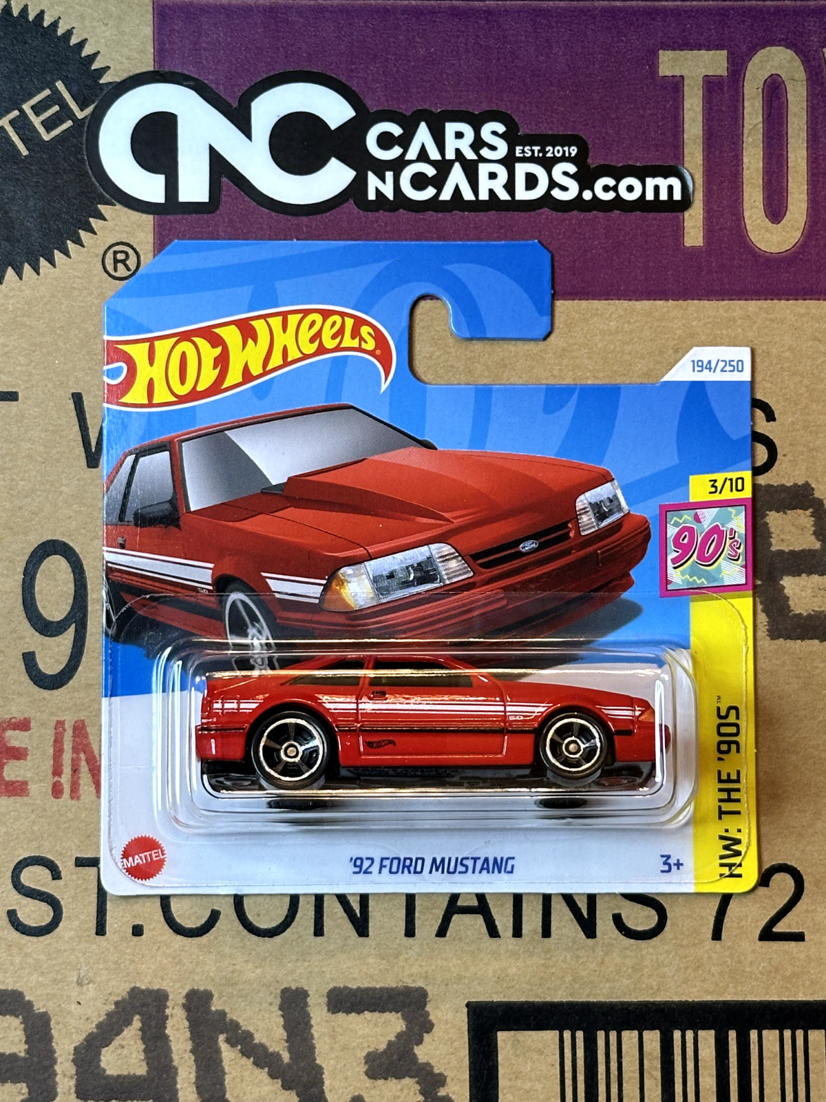 2024 Hot Wheels HW: The '90s '92 Ford Mustang Red Short Card
