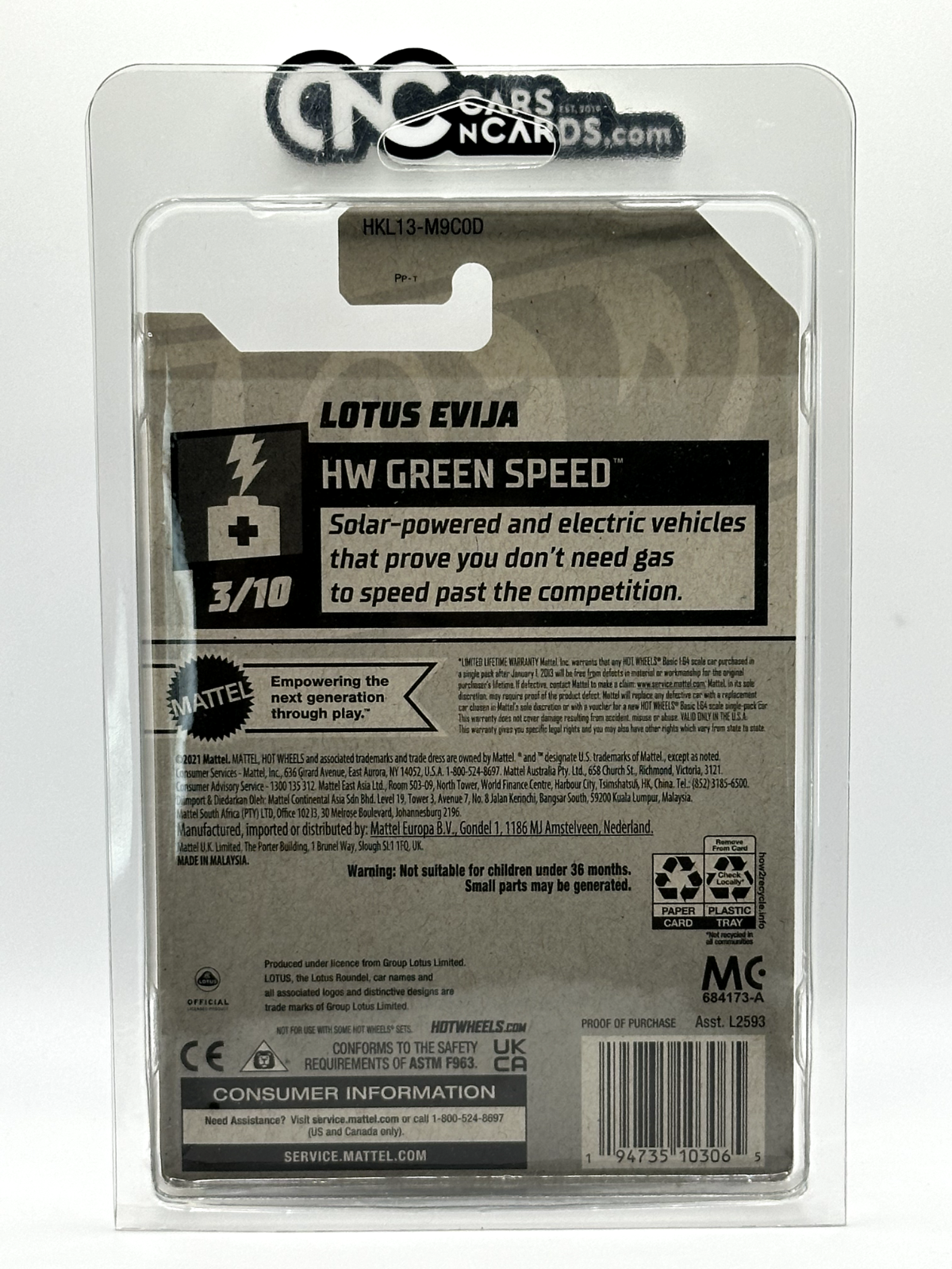 2023 Hot Wheels HW Green Speed Lotus Evija Super Treasure Hunt With Protector