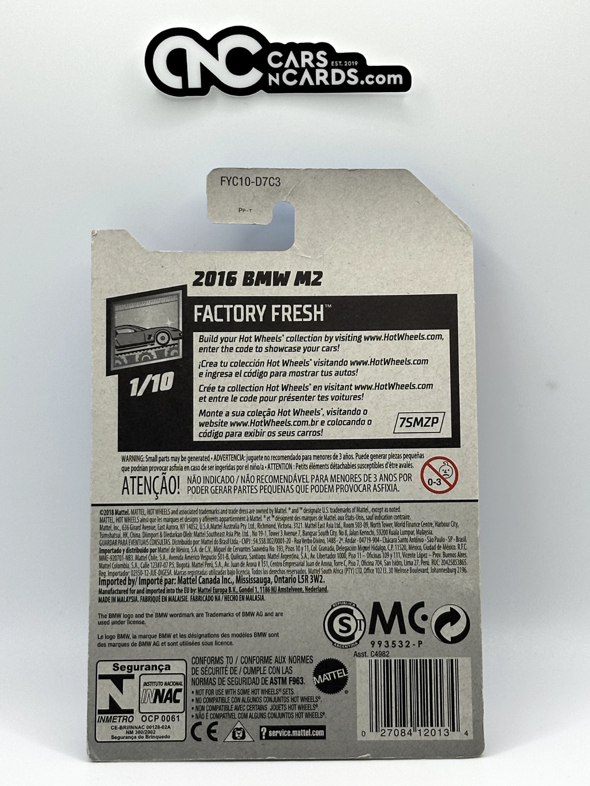 2019 Hot Wheels Factory Fresh 1/10 2016 BMW M2 (Small Crease/Soft Corners)