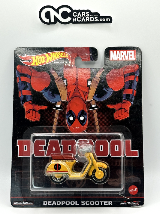 2022 Hot Wheels Premium Deadpool Scooter Yellow (Bent Corner)