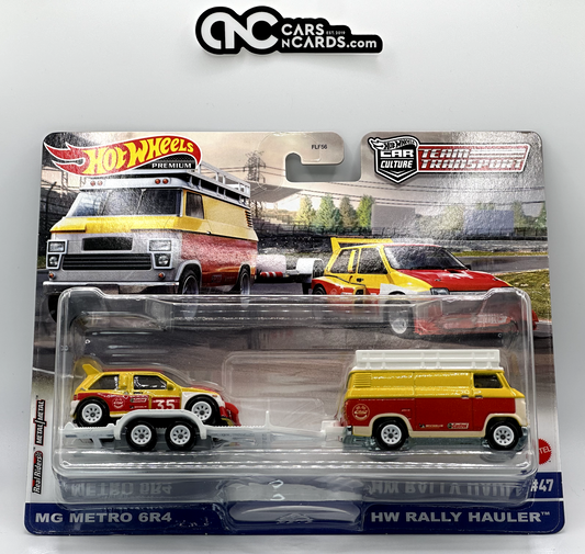 2022 Hot Wheels Premium Team Transport MG METRO 6R4 HW Rally Hauler Card Damage