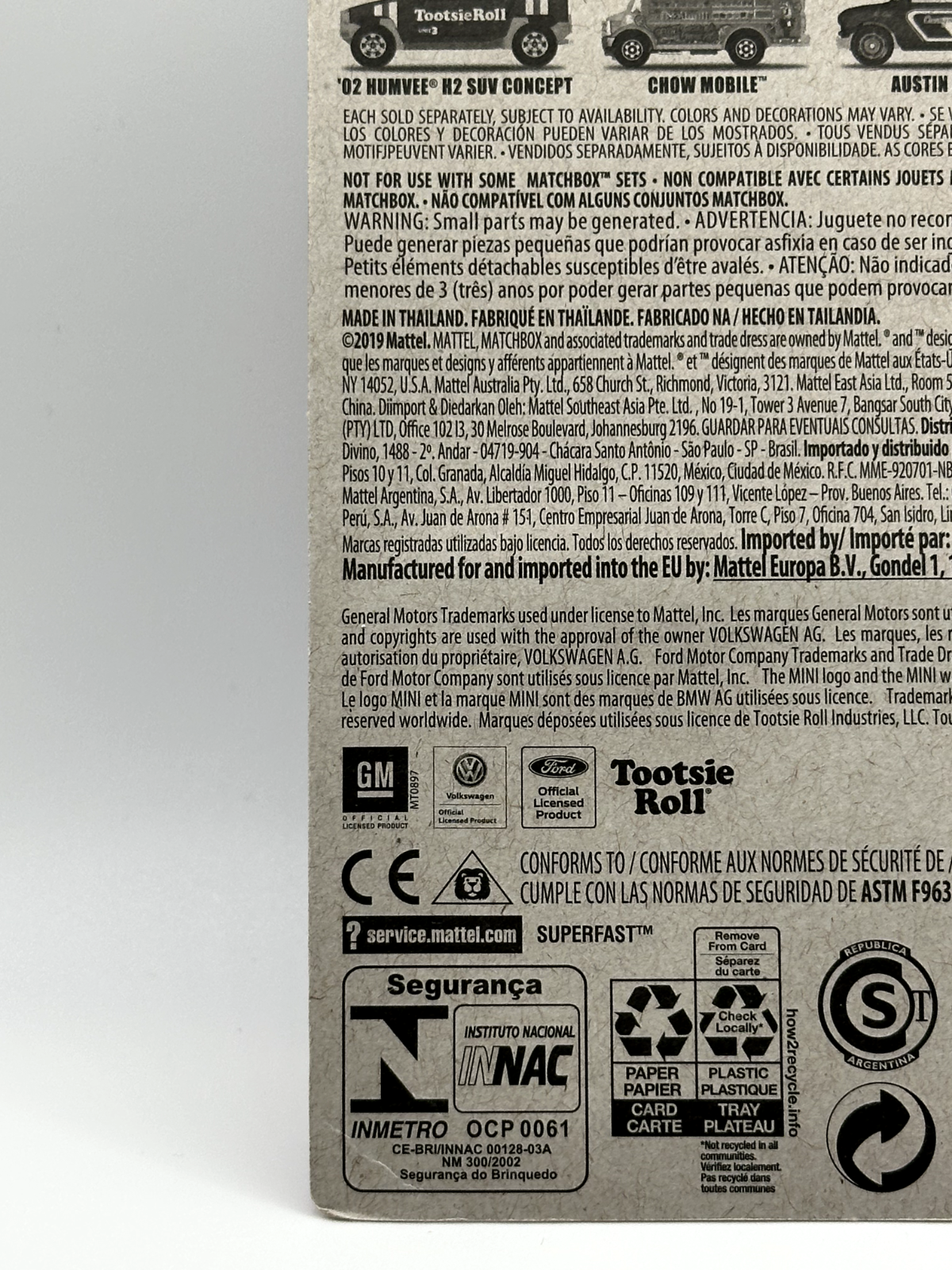 2019 Matchbox Tootsie Roll Pop 1/6 Volkswagen Caddy Delivery (Soft Corners)