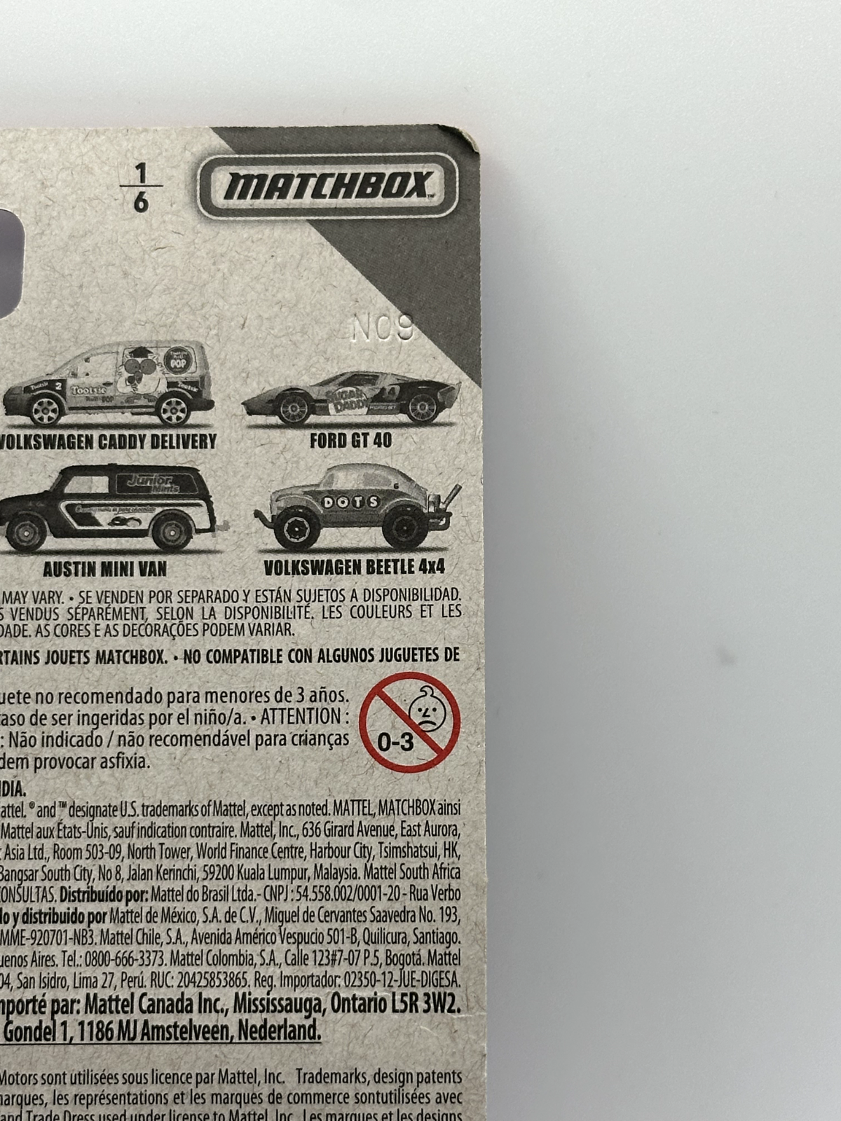 2019 Matchbox Tootsie Roll Pop 1/6 Volkswagen Caddy Delivery (Soft Corners)