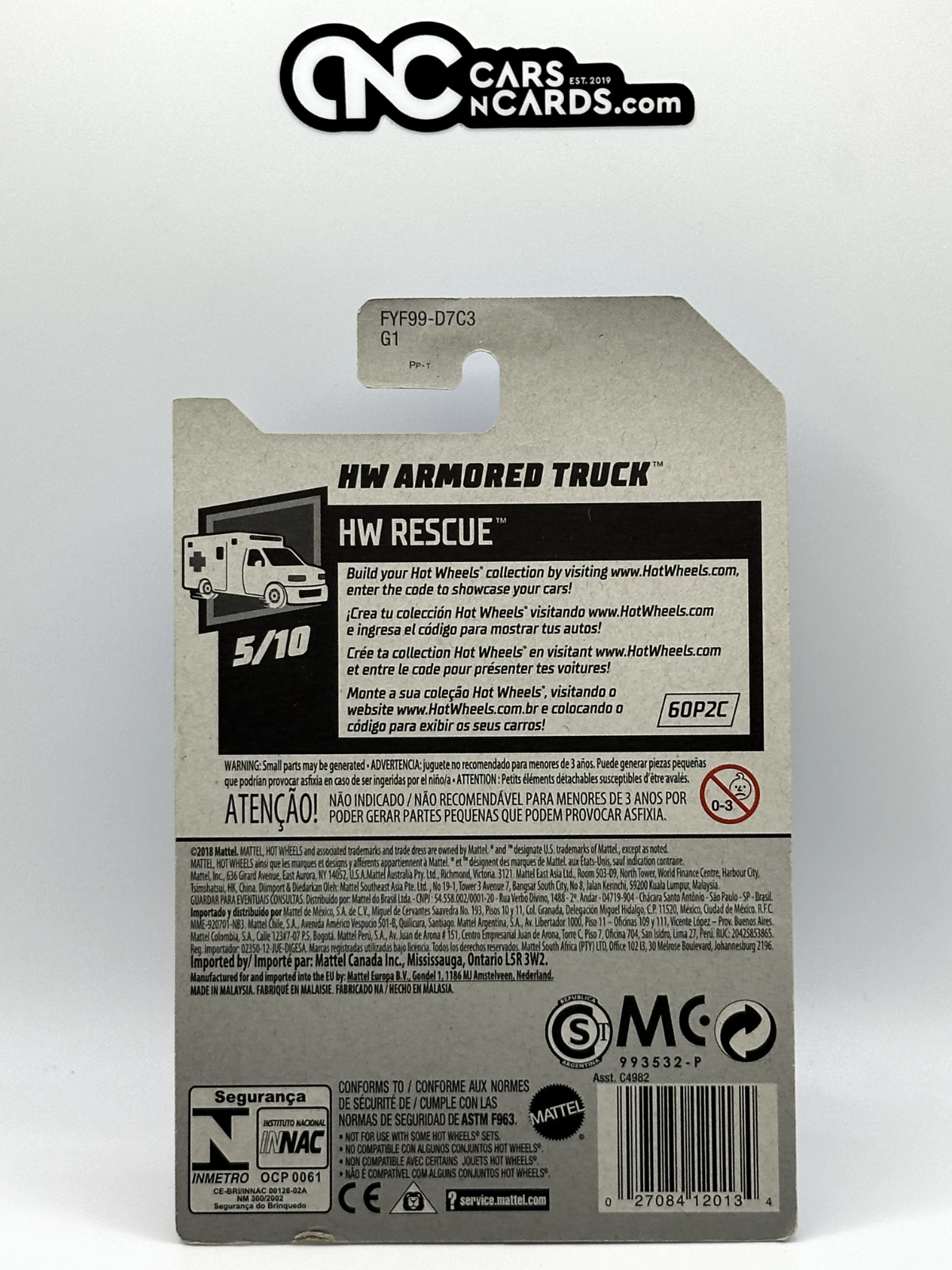 2019 Hot Wheels HW Rescue 5/10 HW Armoured Truck Treasure Hunt