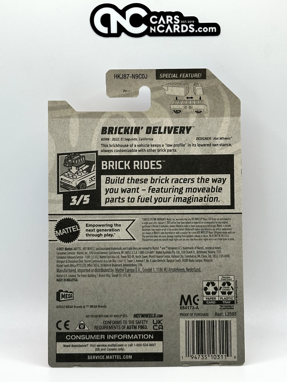 2023 Hot Wheels RLC Factory Sealed Brick Rides 3/5 Brickin' Delivery Yellow