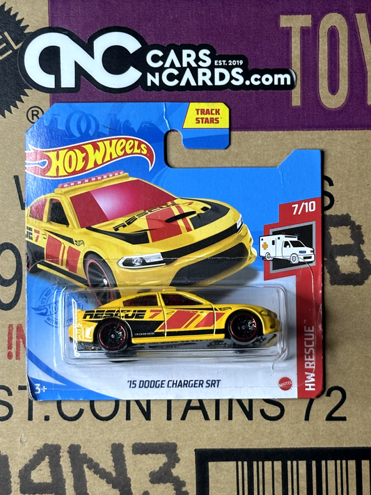 2021 Hot Wheels HW Rescue 7/10 '15 Dodge Charger SRT Short Card (Card Damage)
