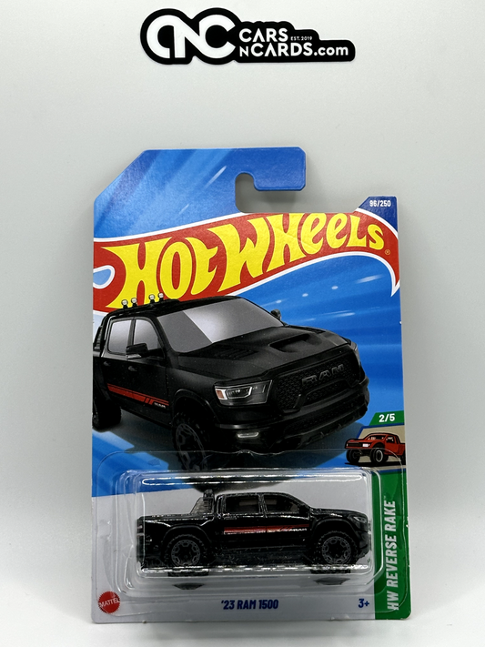2025 Hot Wheels HW Reverse Rake 2/5 '23 Ram 1500 Black (Cracked Blister)