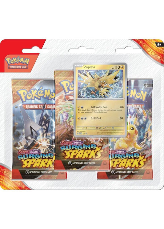Pokemon Scarlet & Violet Surging Sparks 3 Pack Blister Zapdos