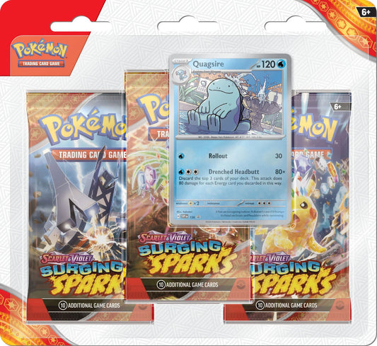 Pokemon Scarlet & Violet Surging Sparks 3 Pack Blister Quagsire