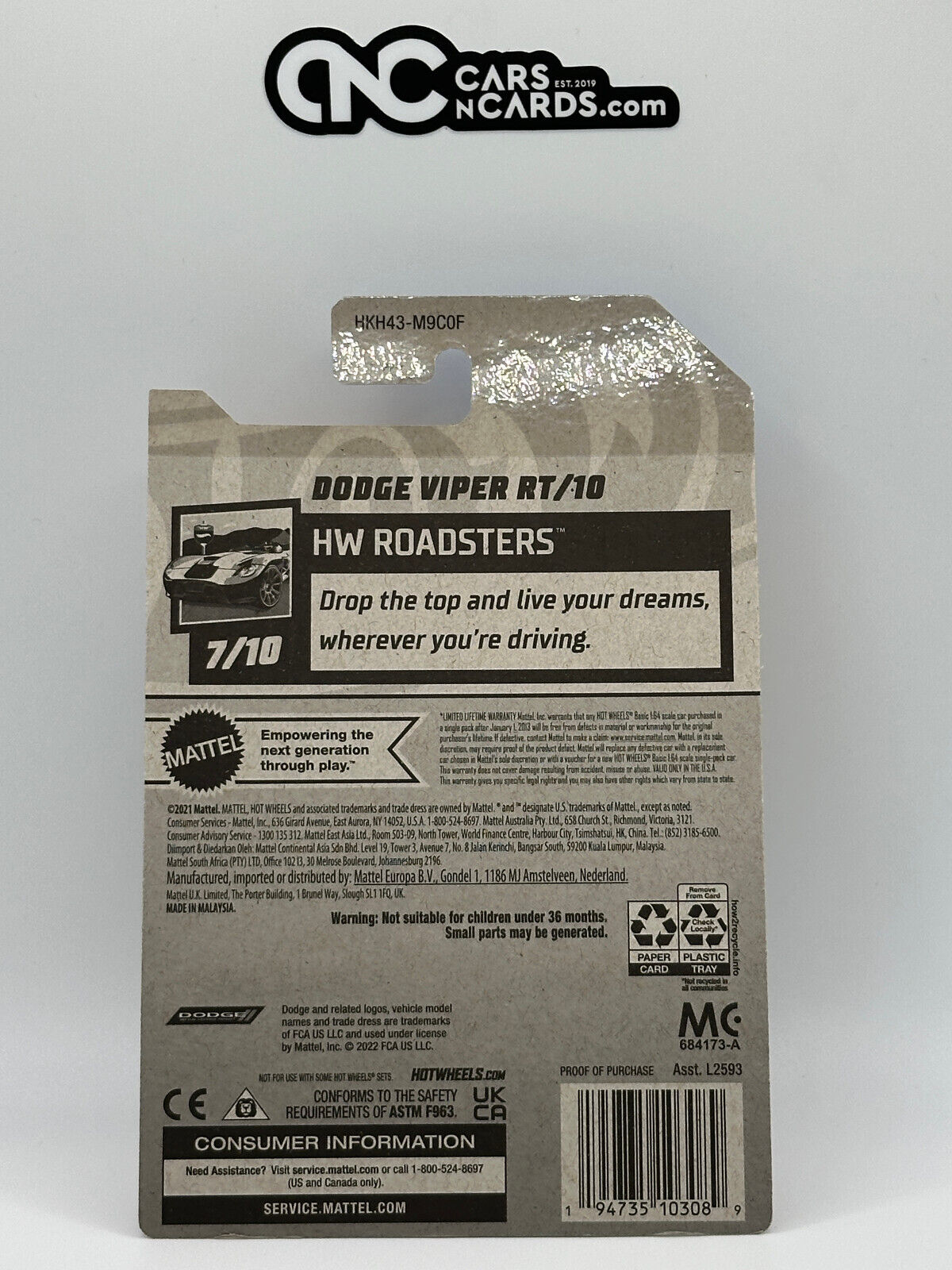 2023 Hot Wheels RLC Factory Sealed HW Roadsters 7/10 Dodge Viper RT/10