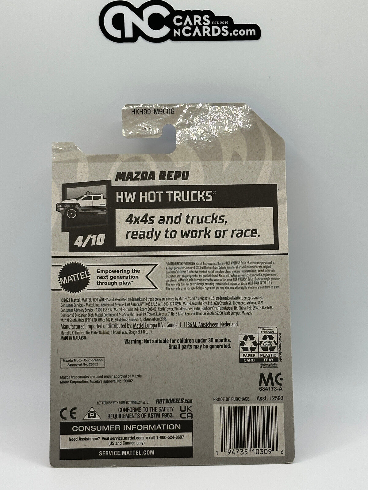2023 Hot Wheels RLC Factory Sealed HW Hot Trucks Mazda Repu Teal (Card Crease)