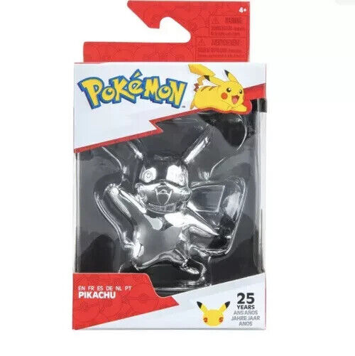 Pokemon Pikachu 25th Anniversary Silver Chrome Series 1 Figure