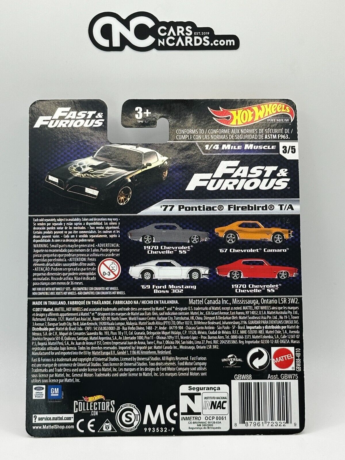2019 Hot Wheels Premium Fast & Furious 1/4 Mile Muscle '77 Pontiac Firebird T/A