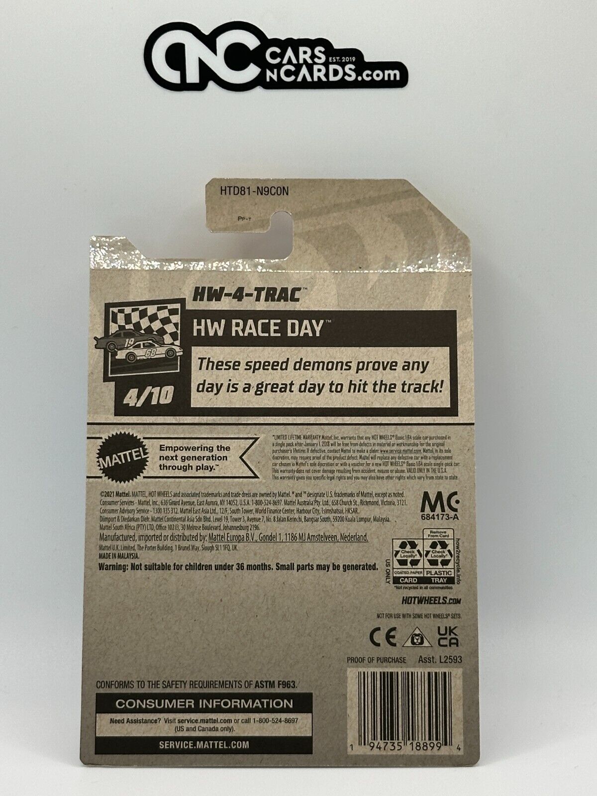 2024 Hot Wheels RLC Factory Sealed HW Race Day 4/10 HW-4-Trac (Cracked Blister)