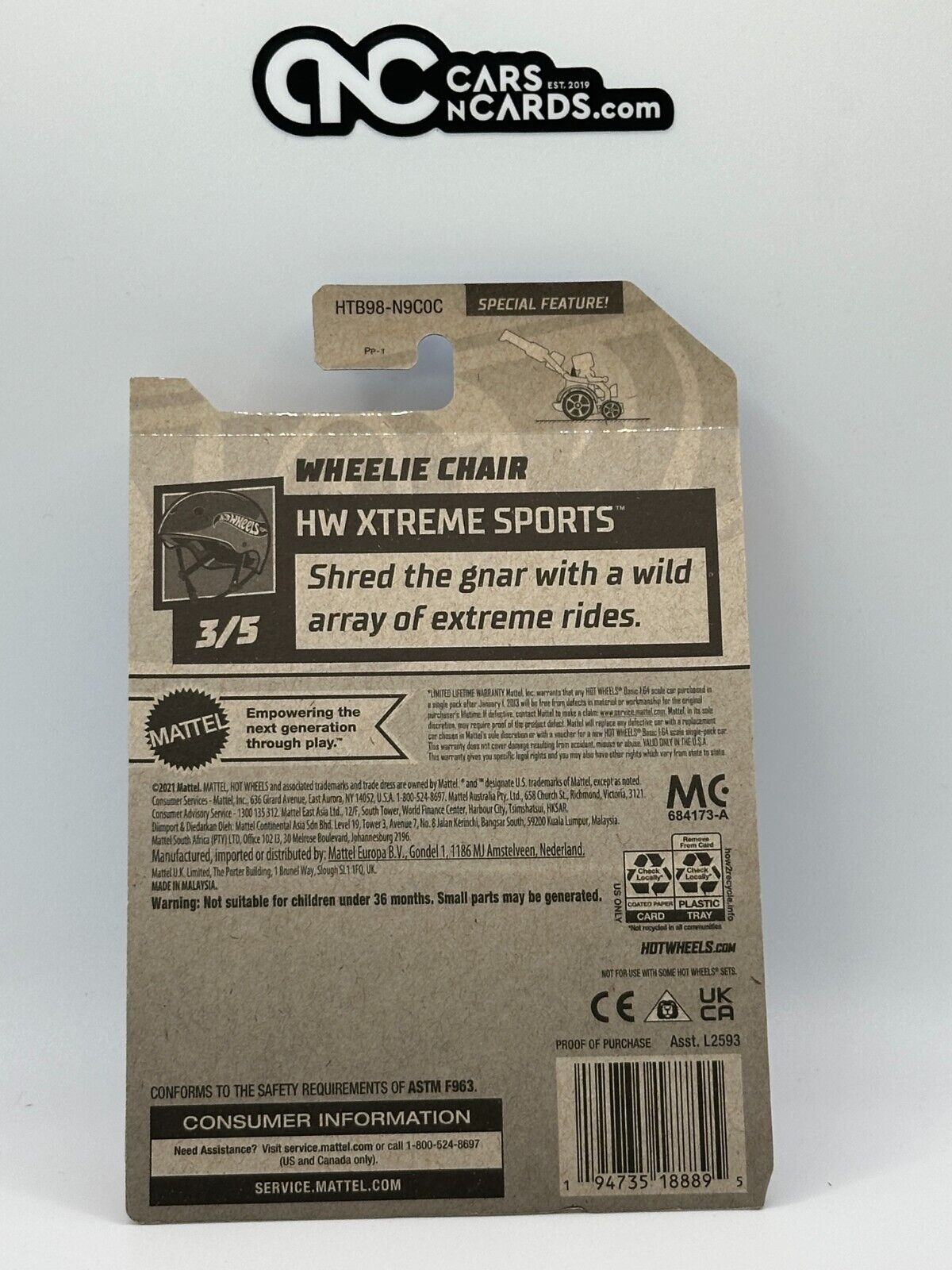 2024 Hot Wheels RLC Factory Sealed Xtreme Sports 3/5 Wheelie Chair (Card Damage)
