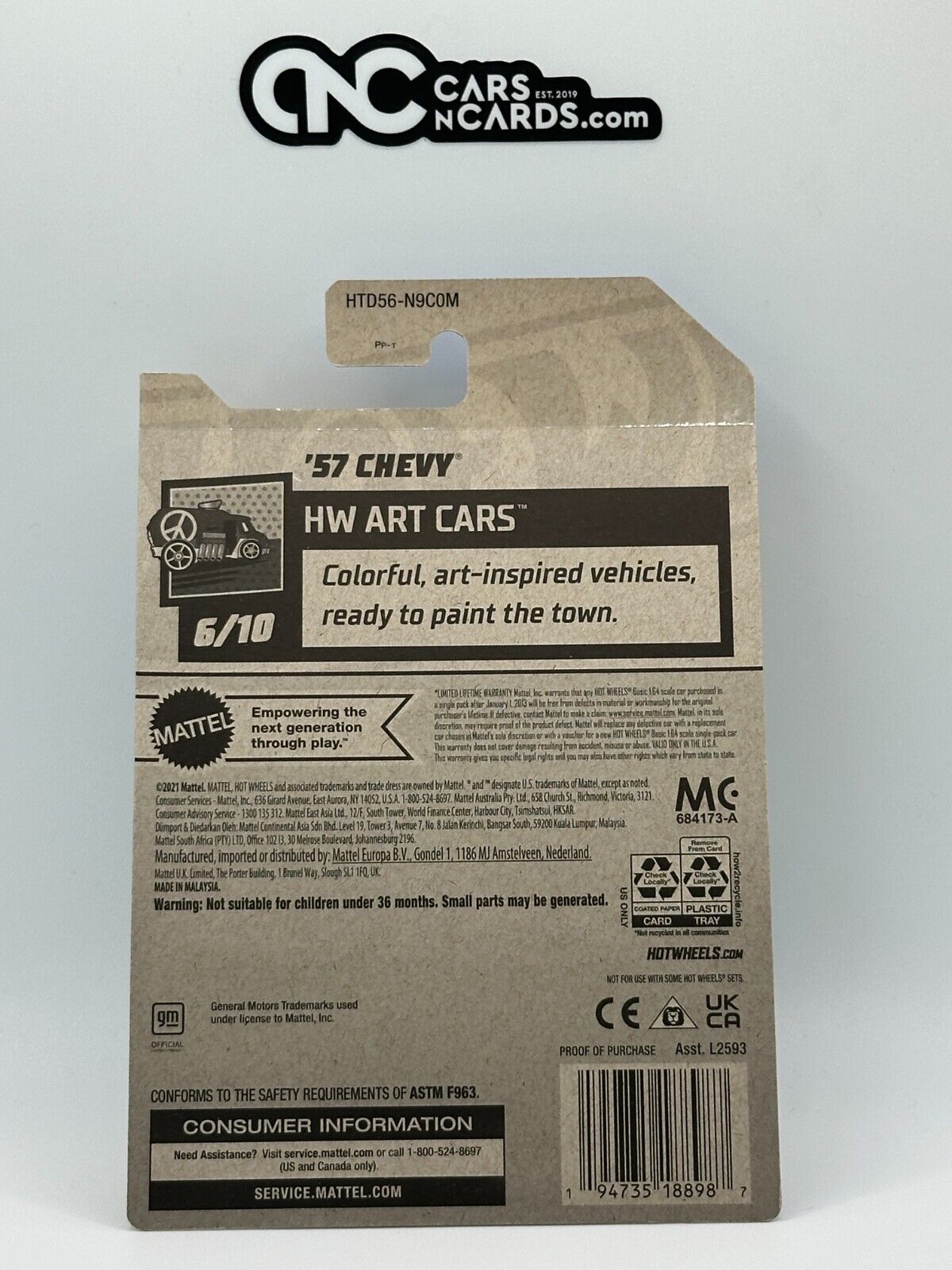 2024 Hot Wheels RLC Factory Sealed HW Art Cars 6/10 '57 Chevy 121/250 Green
