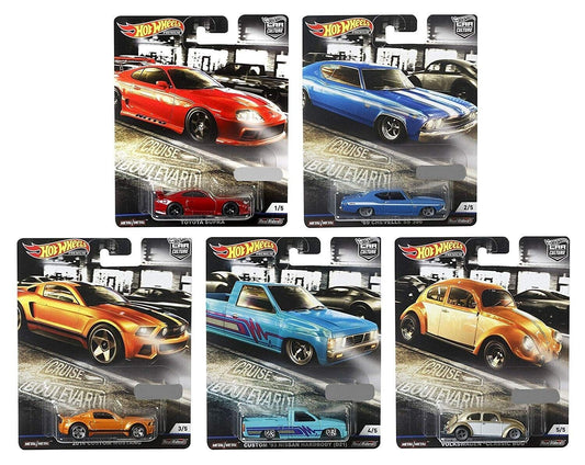 2019 Hot Wheels Premium Cruise Boulevard Full Set of 5 Cars (Small Crack Supra)
