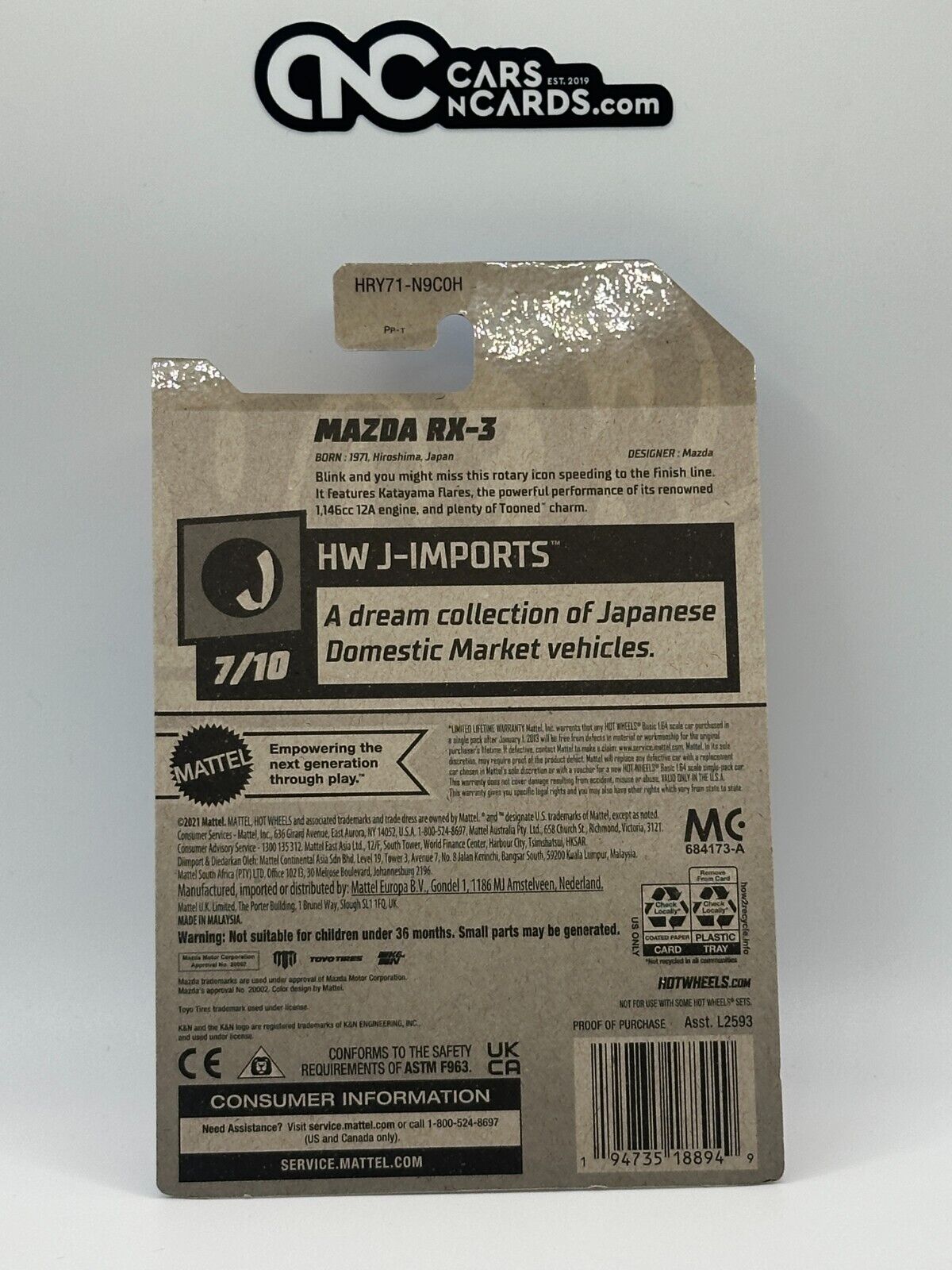 2024 Hot Wheels RLC Factory Sealed HW J-Imports Mazda RX-3 (Cracked Blister)