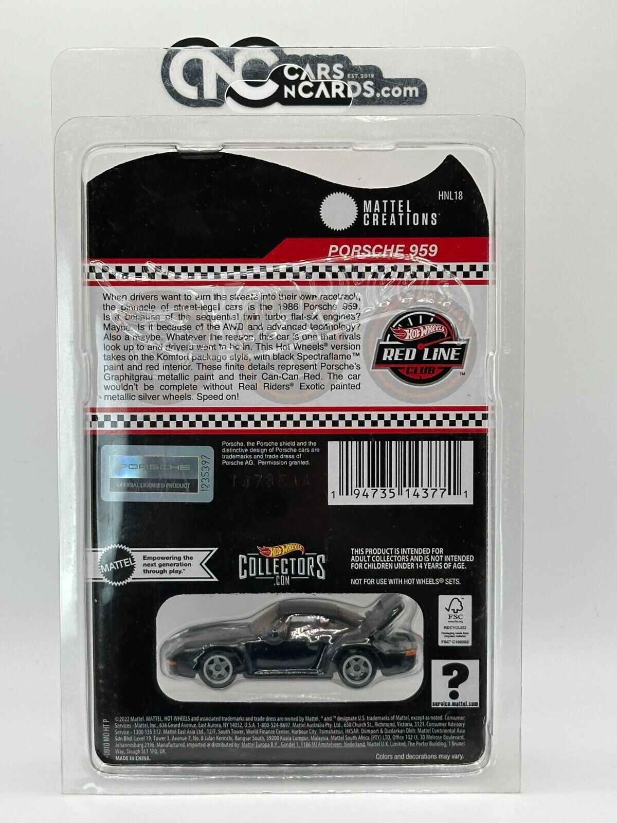 2023 Hot Wheels RLC Porsche 959 Black With Protector