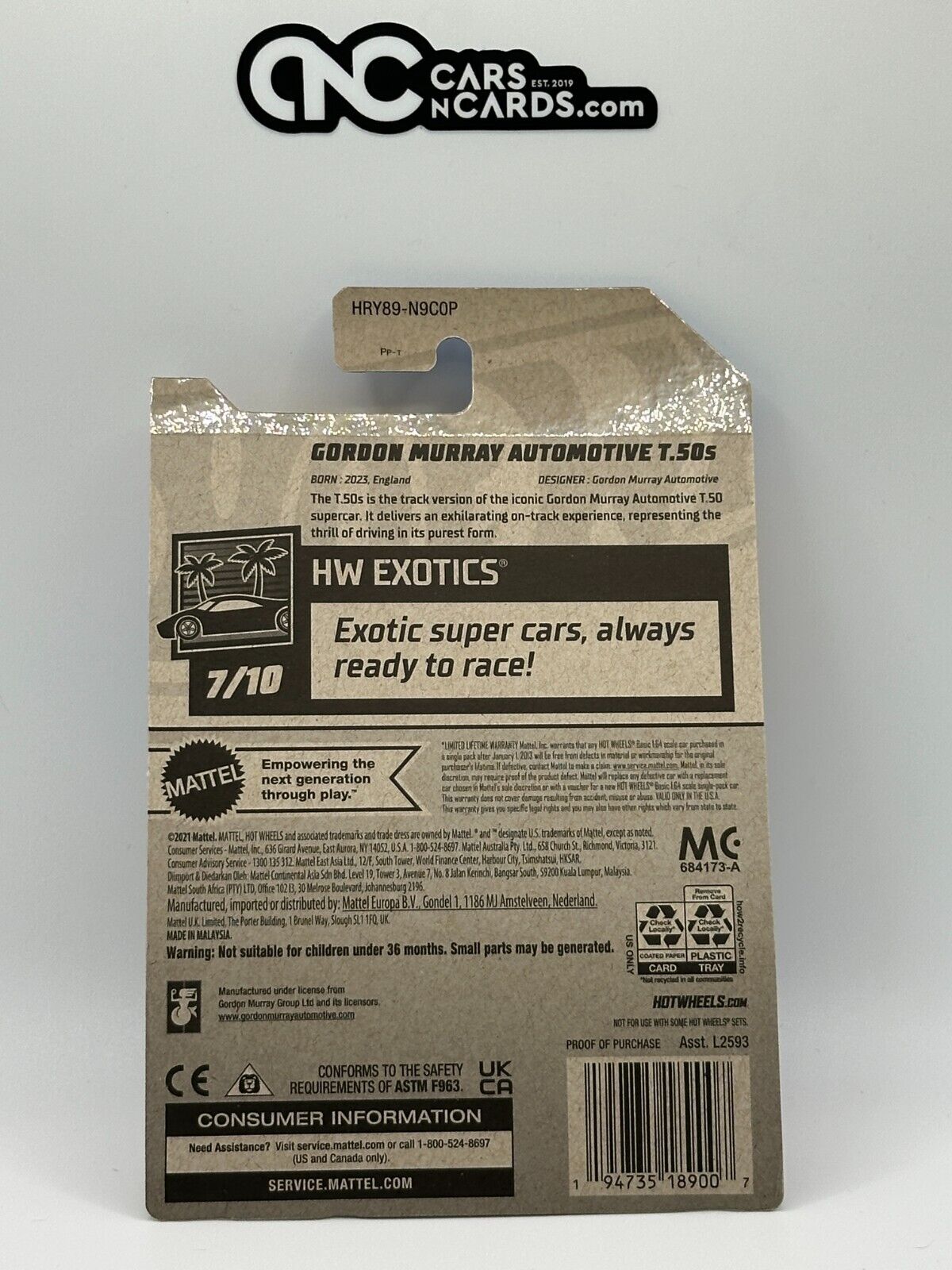 2024 Hot Wheels RLC Factory Sealed HW Exotics Gordon Murray Automotive T.50s