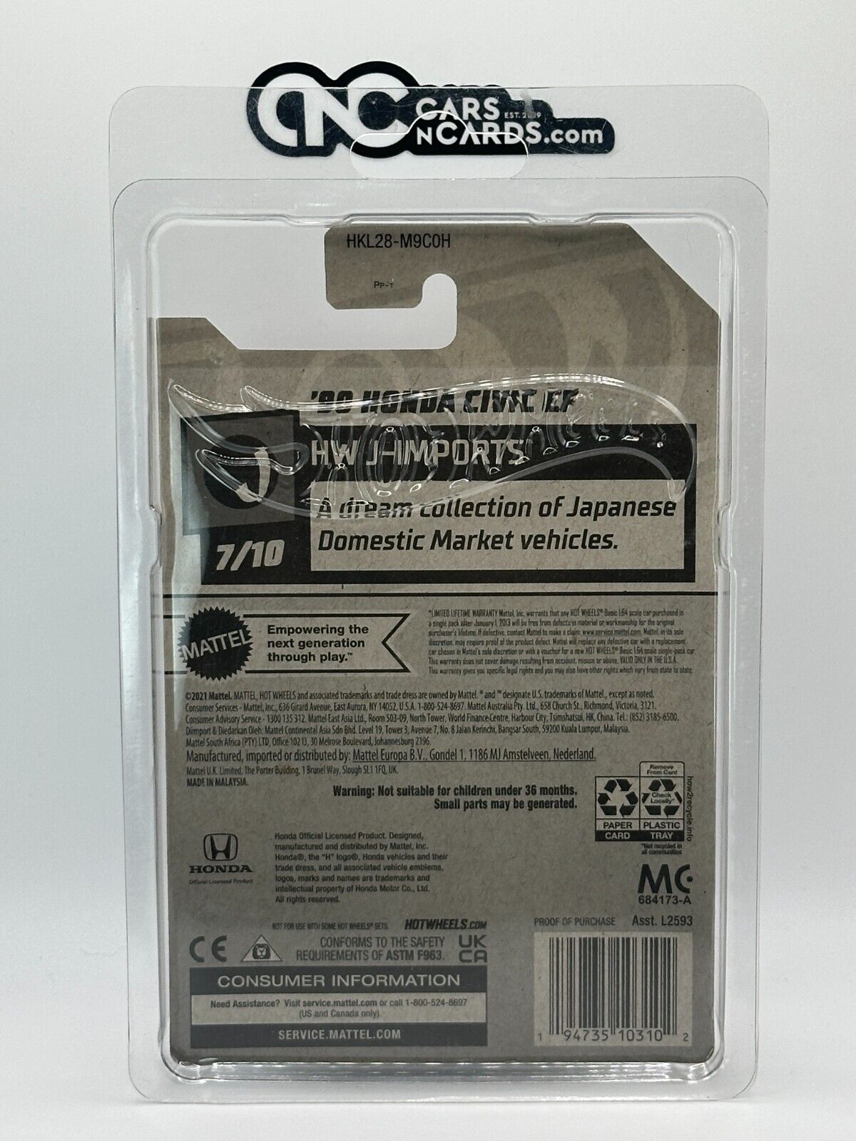 2023 Hot Wheels HW J-Imports 7/10 Zamac '90 Honda Civic EF With Protector