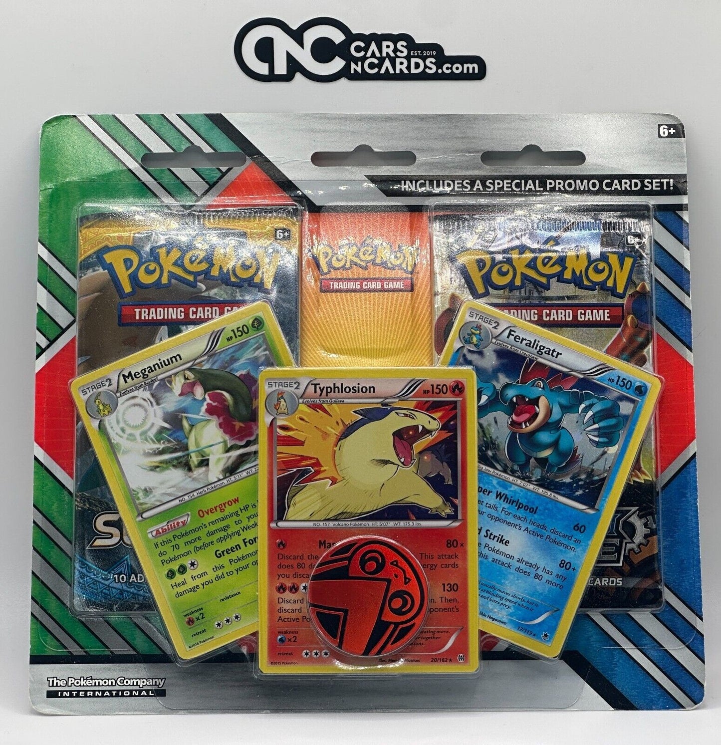 2017 Pokemon TCG Promo Blister Double Booster Meganium, Typhlosion, Feraligatr