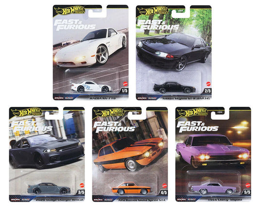 2025 Hot Wheels Premium Fast & Furious K Assortment Full Set of 5