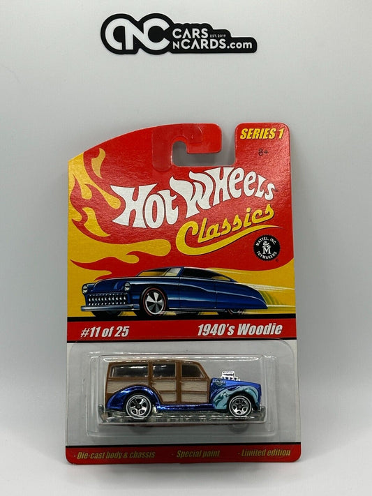 2005 Hot Wheels Classics Series 1 #11/25 Blue 1940's Woodie White Line