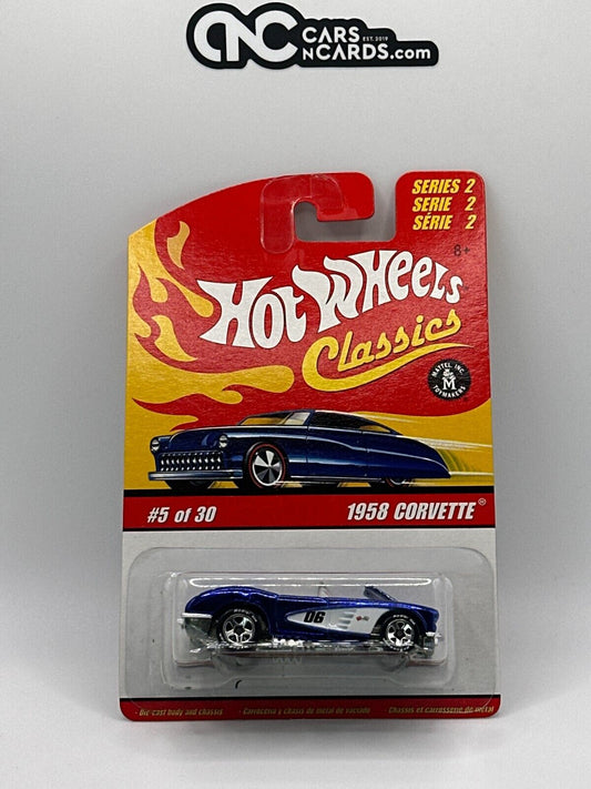 2006 Hot Wheels Classics Series 2 Blue 1958 Corvette Goodyear (Cracked Blister)