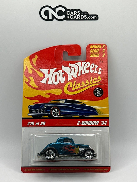 2006 Hot Wheels Classics Series 2 #18/30 Blue 3-Window '34 White Line