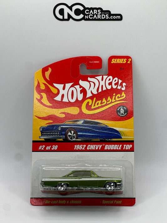 2006 Hot Wheels Classics Series 2 #2/30 Green 1962 Chevy Bubble Top White Line