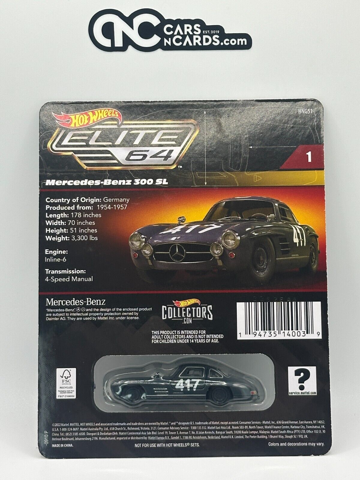 2022 Hot Wheels RLC Elite 64 Mercedes-Benz 300 SL With Protector