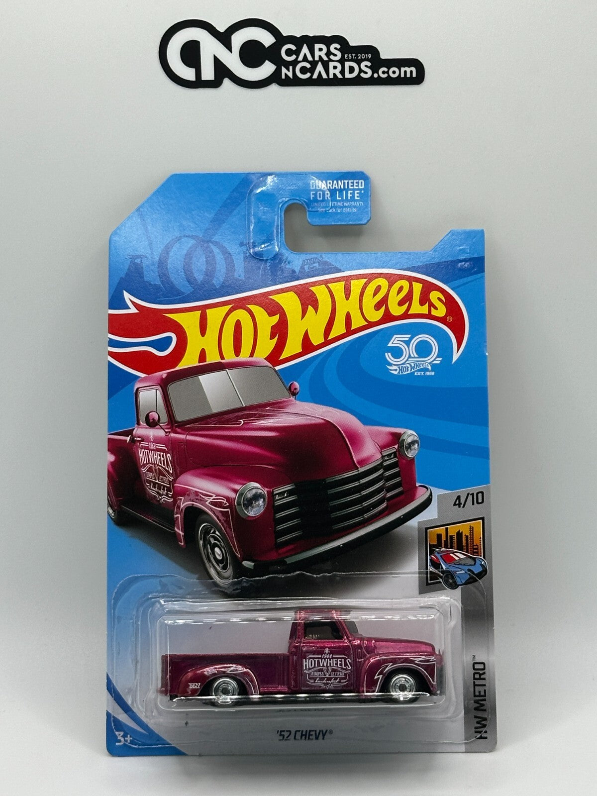 2018 Hot Wheels HW Metro 4/10 '52 Chevy Pink Super Treasure Hunt With Protector