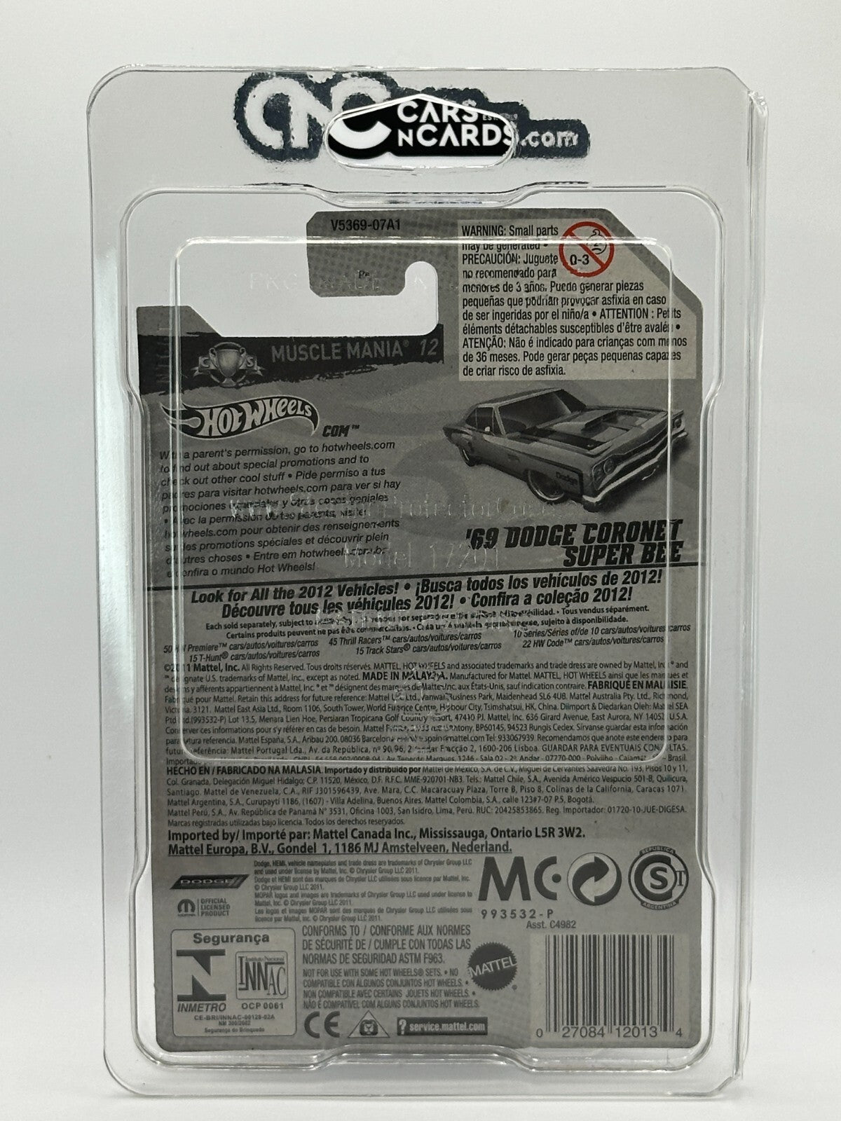 2012 Hot Wheels '69 Dodge Coronet Super Bee Super Treasure Hunt With Protector