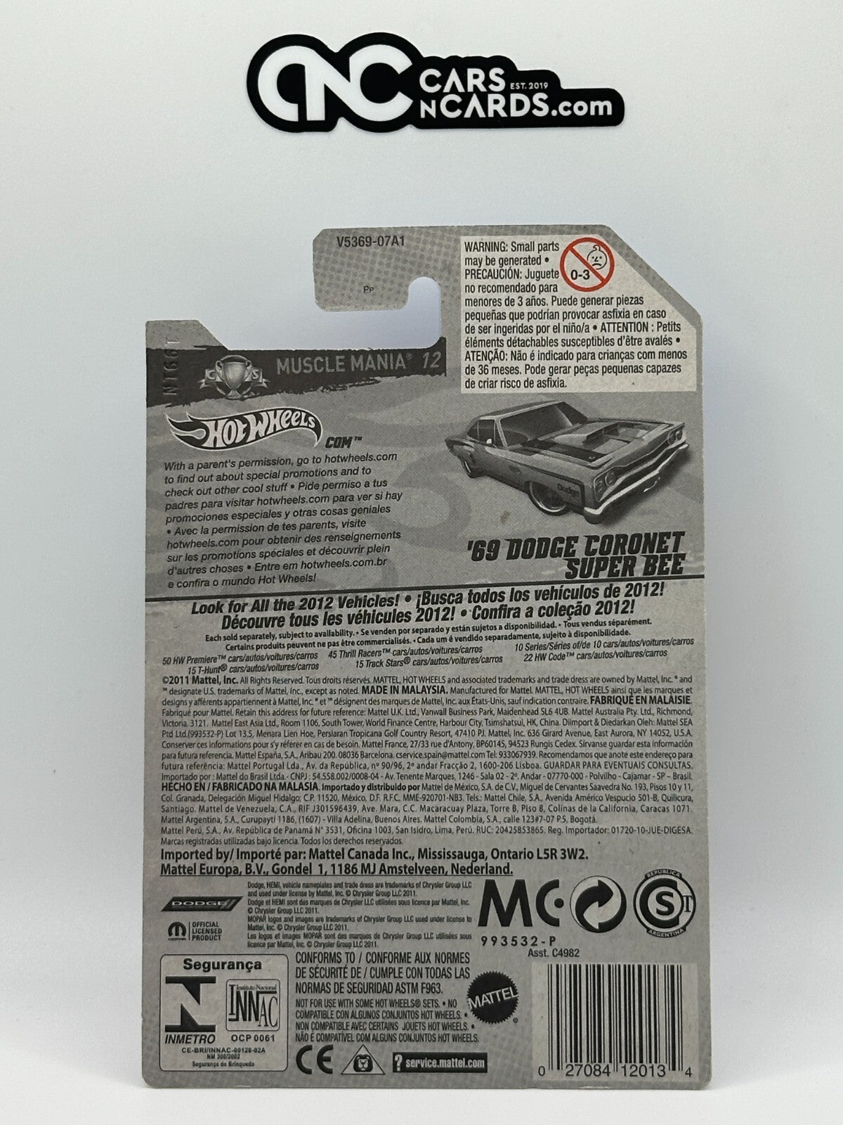 2012 Hot Wheels '69 Dodge Coronet Super Bee Super Treasure Hunt With Protector