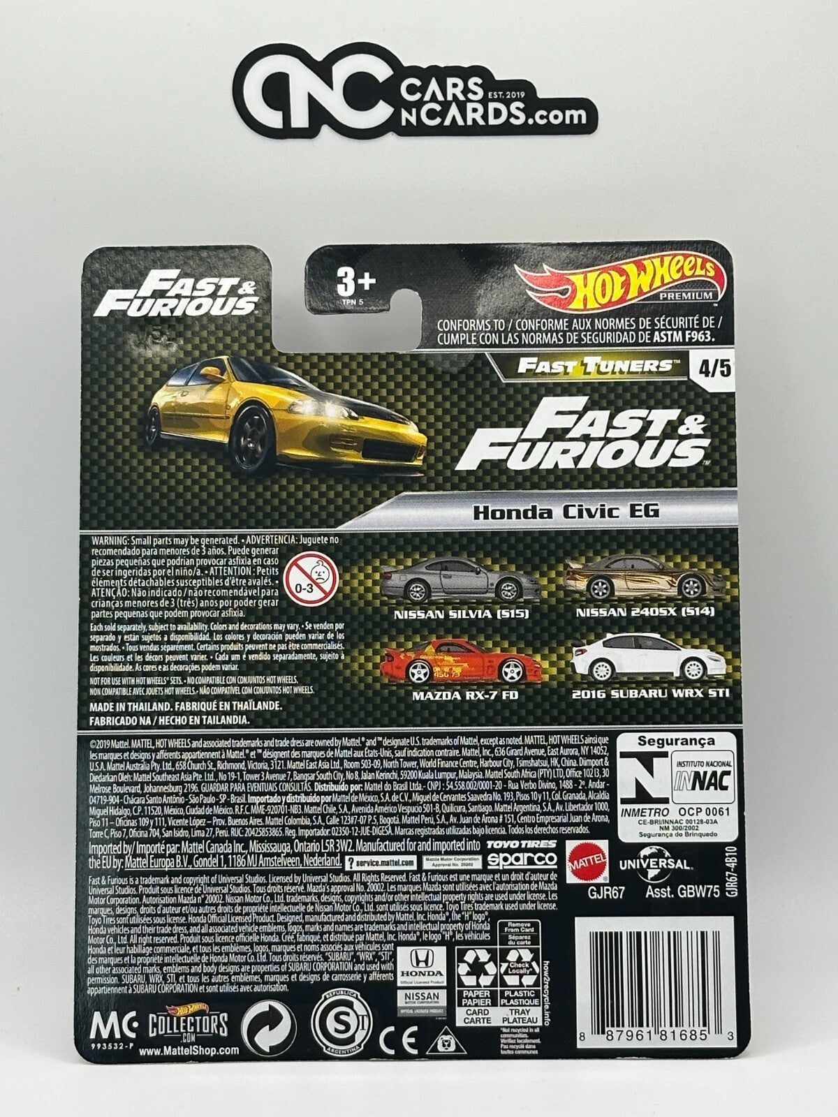 2019 Hot Wheels Premium Fast & Furious Fast Tuners 4/5 Honda Civic EG