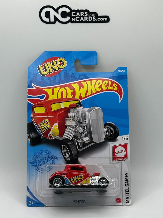 2021 Hot Wheels Mattel Games 1/5 '32 Ford UNO (Card Damage)