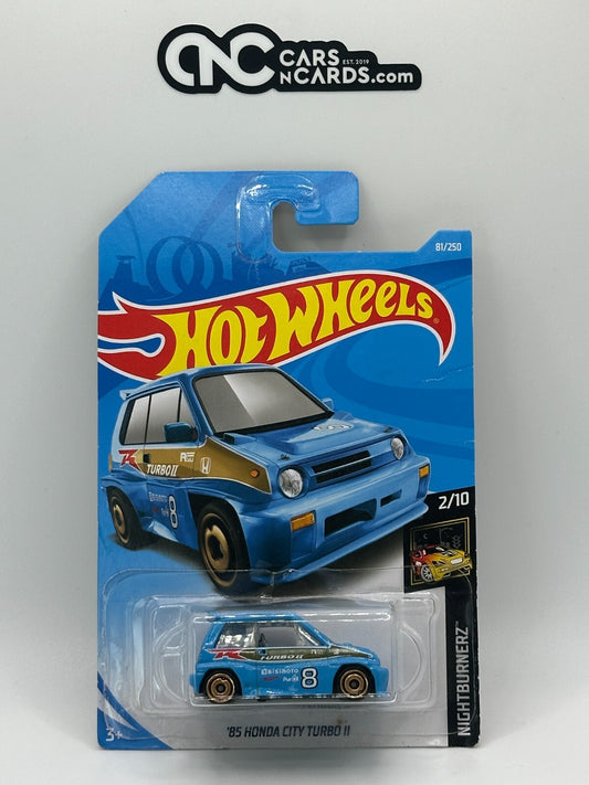 2019 Hot Wheels Nightburnerz 2/10 '85 Honda City Turbo II Blue (Card Crease)