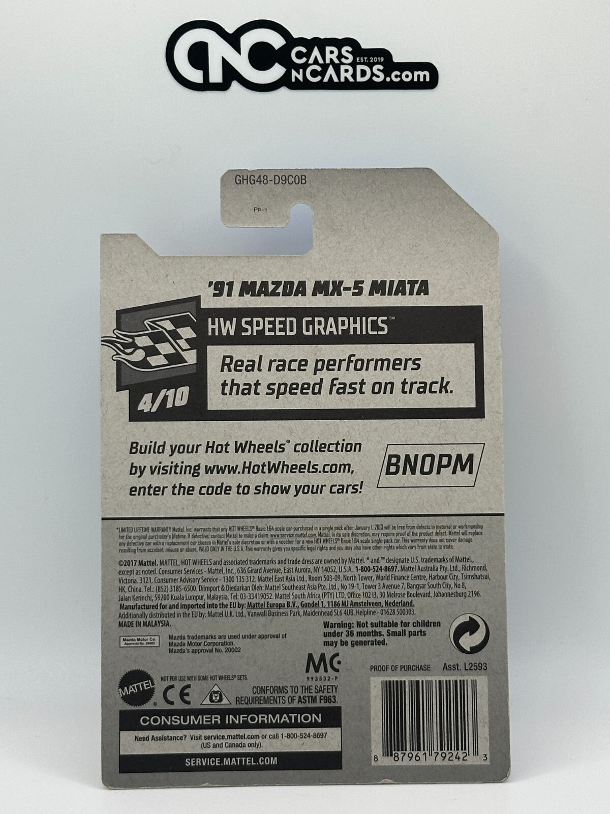 2019 Hot Wheels Game Stop Exclusive '91 Mazda MX-5 Miata (Cracked Blister)