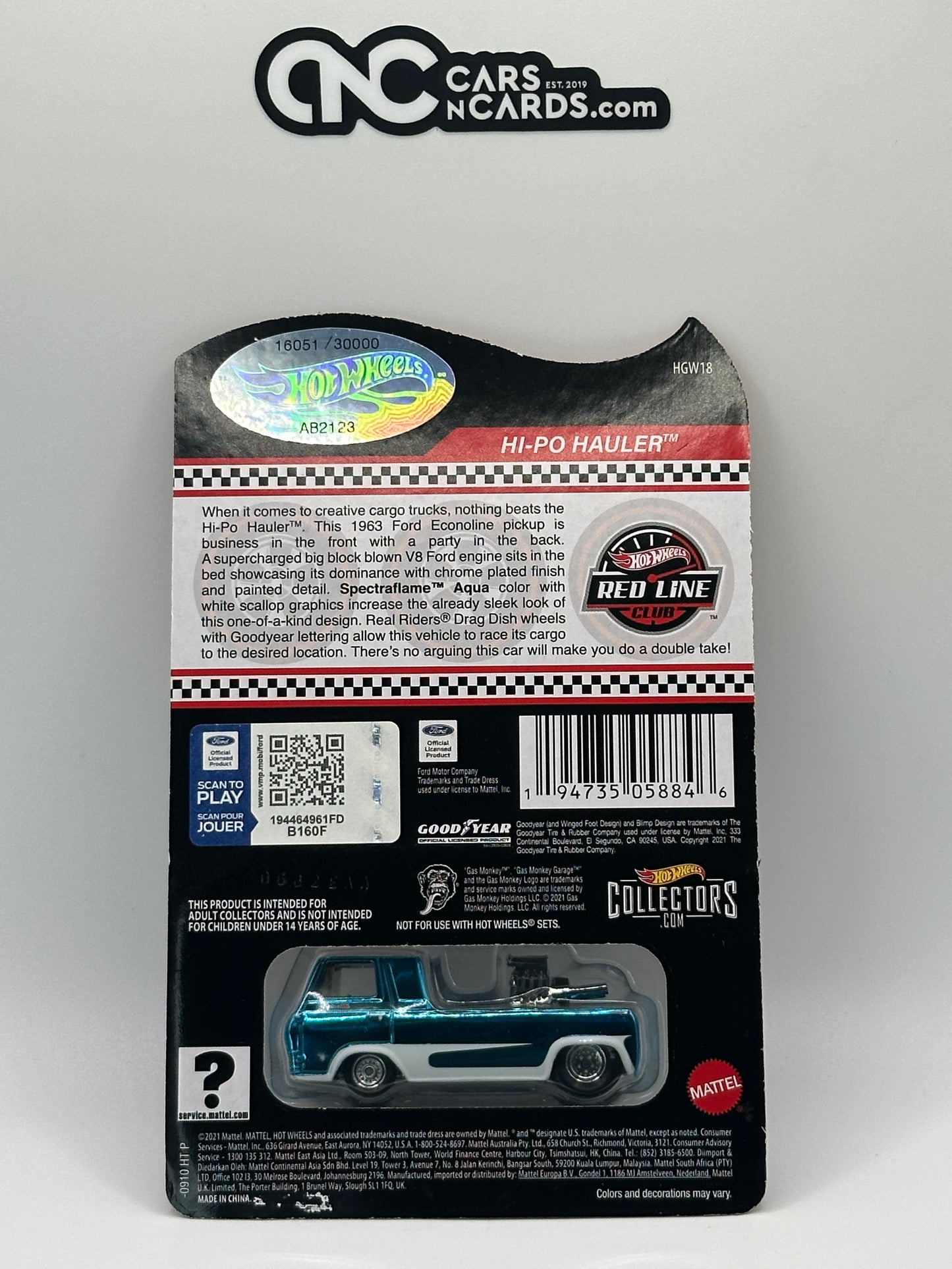 2022 Hot Wheels RLC Ford Hi-Po Hauler Blue 16051/30000 With Protector
