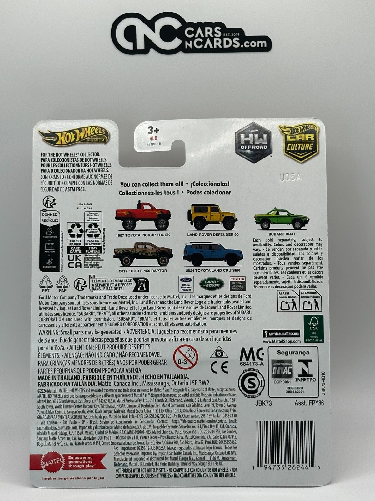 2025 Hot Wheels Premium Car Culture HW Off Road Toyota Pickup Truck Card Crease