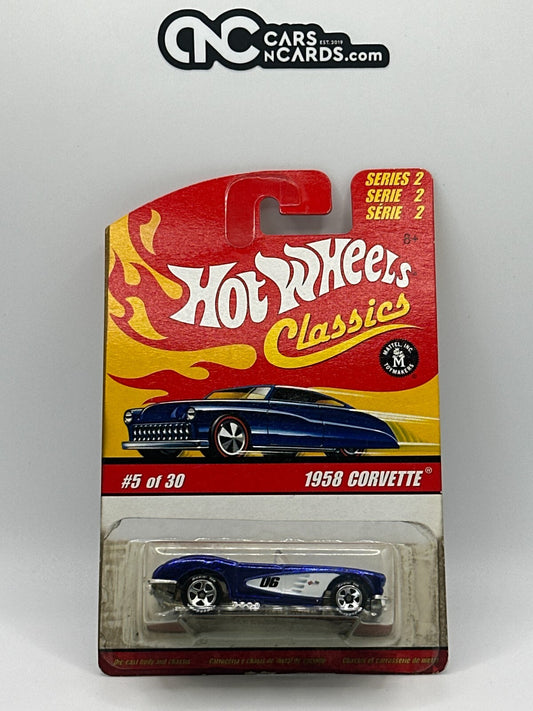 2006 Hot Wheels Classics Series 2 #5/30 Blue 1958 Corvette Card Damage