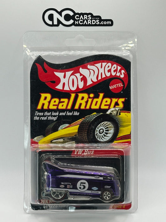 2005 Hot Wheels RLC Series 4 Real Riders VW Drag Bus Purple With Protector