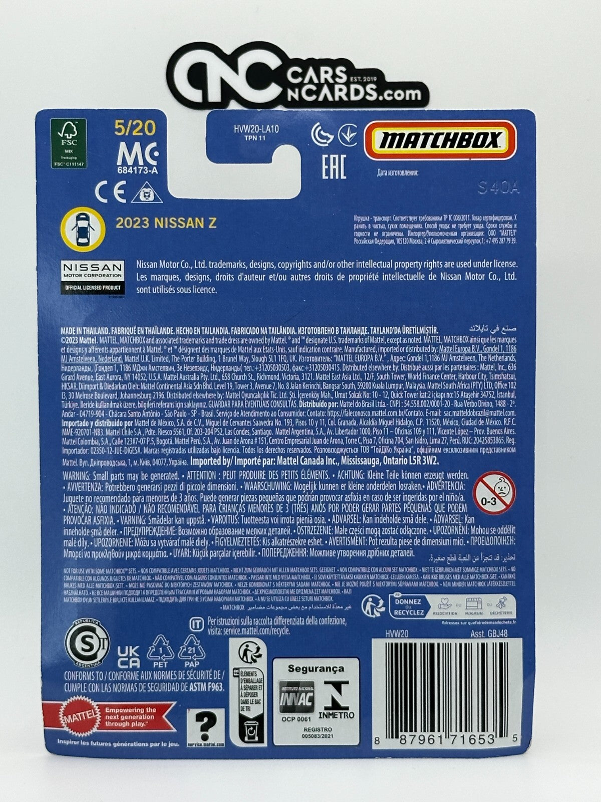 2024 Matchbox Collectors Series Real Riders 2023 Nissan Z 05/20 (Soft Corner)