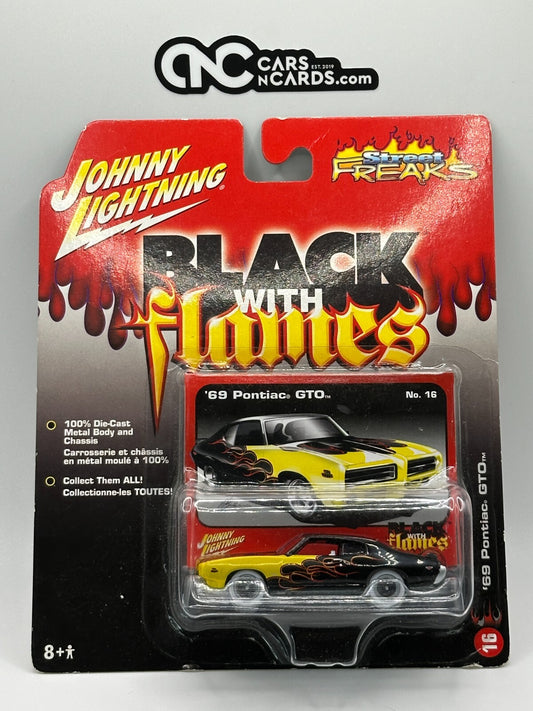 Johnny Lightning Street Freaks Black With Flames '69 Pontiac GTO White Lightning
