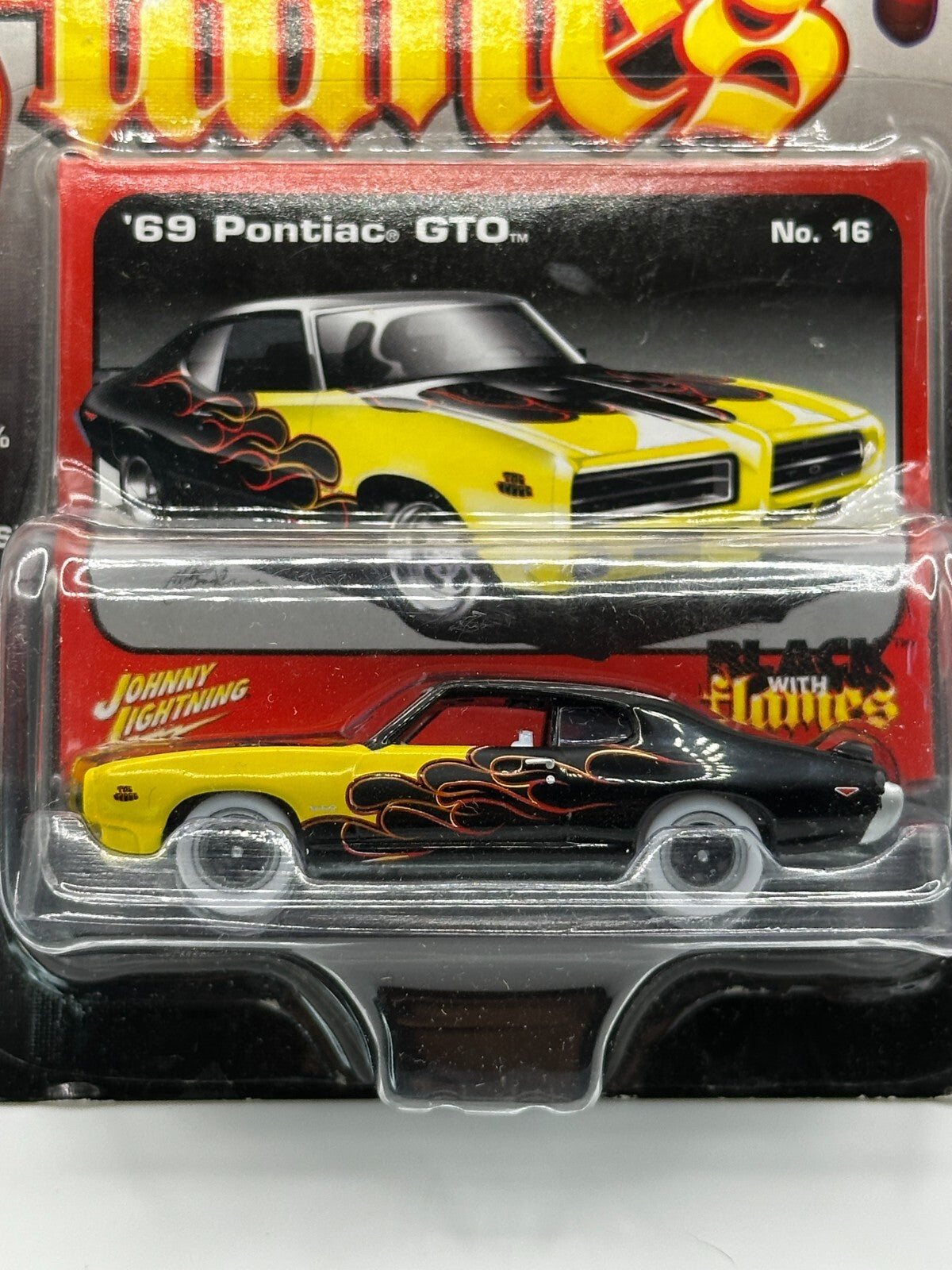 Johnny Lightning Street Freaks Black With Flames '69 Pontiac GTO White Lightning